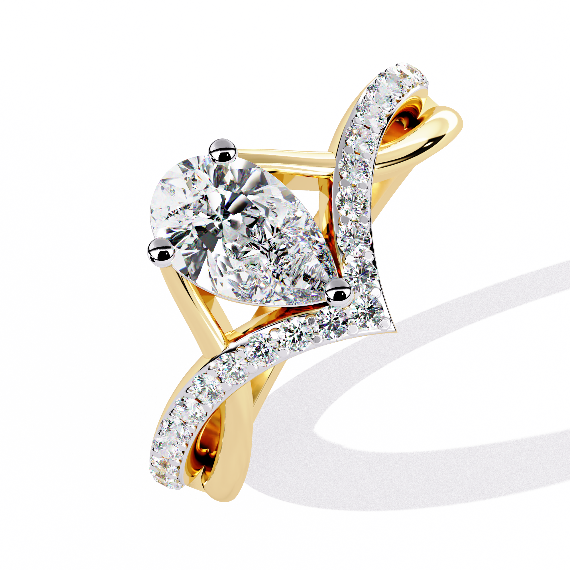 Solitairekart 0.94 ct Lab Grown Pear Diamond Solitaire Ring, 14k Yellow Gold